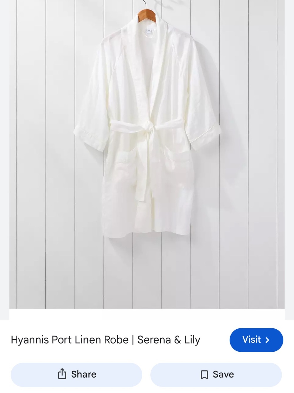 Serena & Lily White Linen Belted Robe